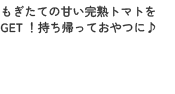 もぎたての甘い完熟トマトをGET！持ち帰っておやつに♪